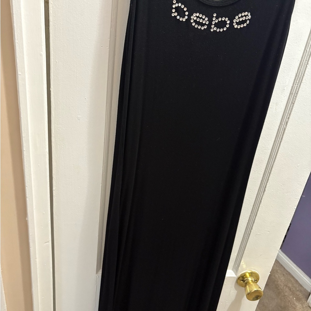 Bebe Black Gown with Rhinestone Logo
